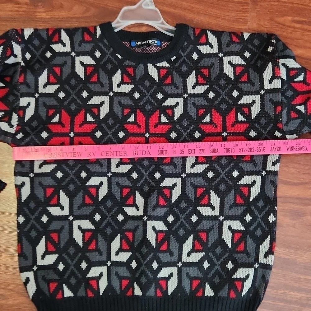 Ugly Christmas Sweater Poinsetta Medium Black Red White